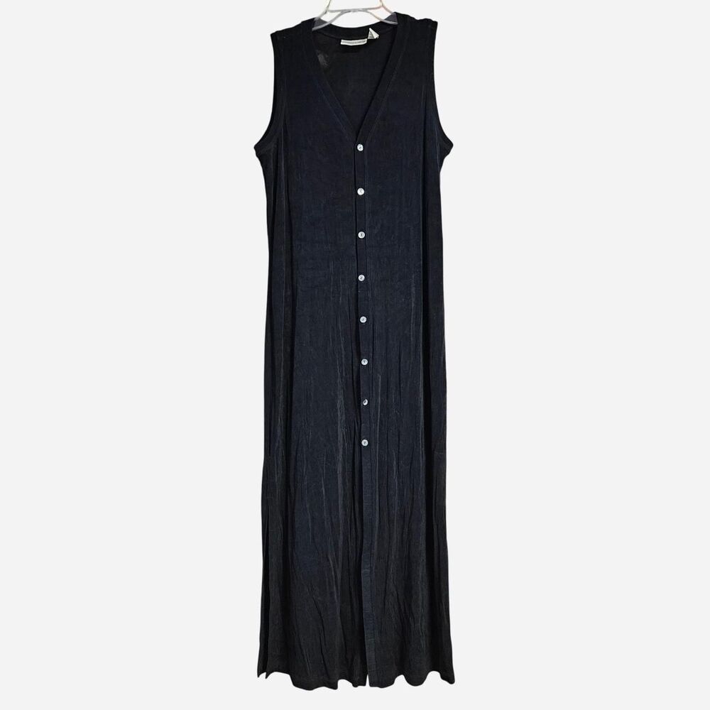 90s whimsigoth witchy black front buttons midi maxi slinky dress